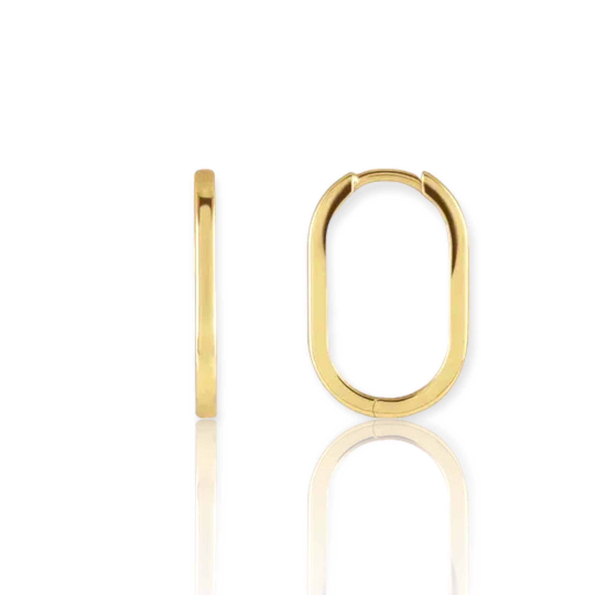Elongated Oval Rope Huggies Earrings