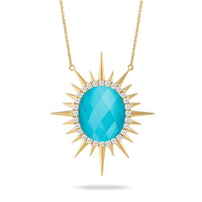 18K WHITE GOLD Blue topaz diamond necklace