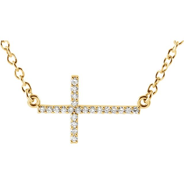 Gold Sideways Cross Necklace