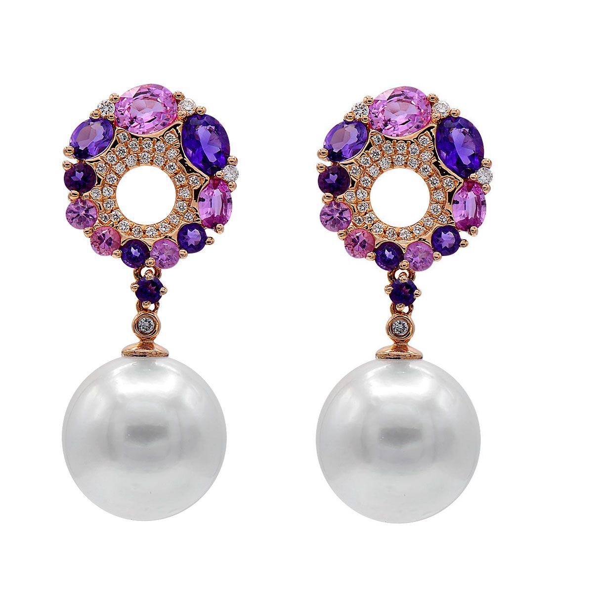 South Sea Pearl Pink Sapphires Pendant