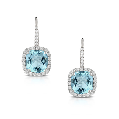 18K SKY Blue Topaz Diamond Earrings