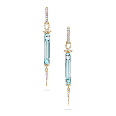 18K YELLOW GOLD Blue Topaz Earrings
