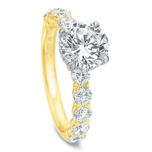 18K Yellow Gold Riviera Engagement Ring Setting