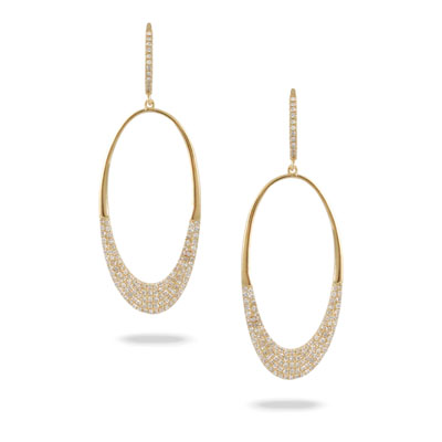 Yellow Gold Hoop Diamond Earrings