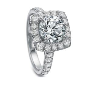 18kt White & Rose Gold Double Halo Cushion Engagement Ring Setting