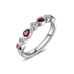 18kt white gold Ruby Diamond Band