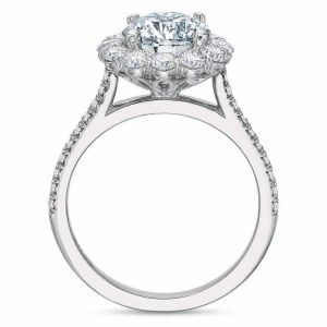 Cushion Halo Round Diamond Engagement Ring Setting