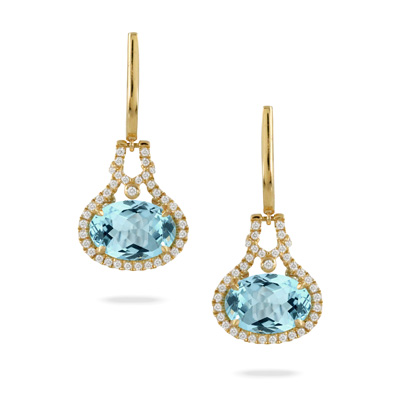 18K Blue Topaz Diamond Earrings