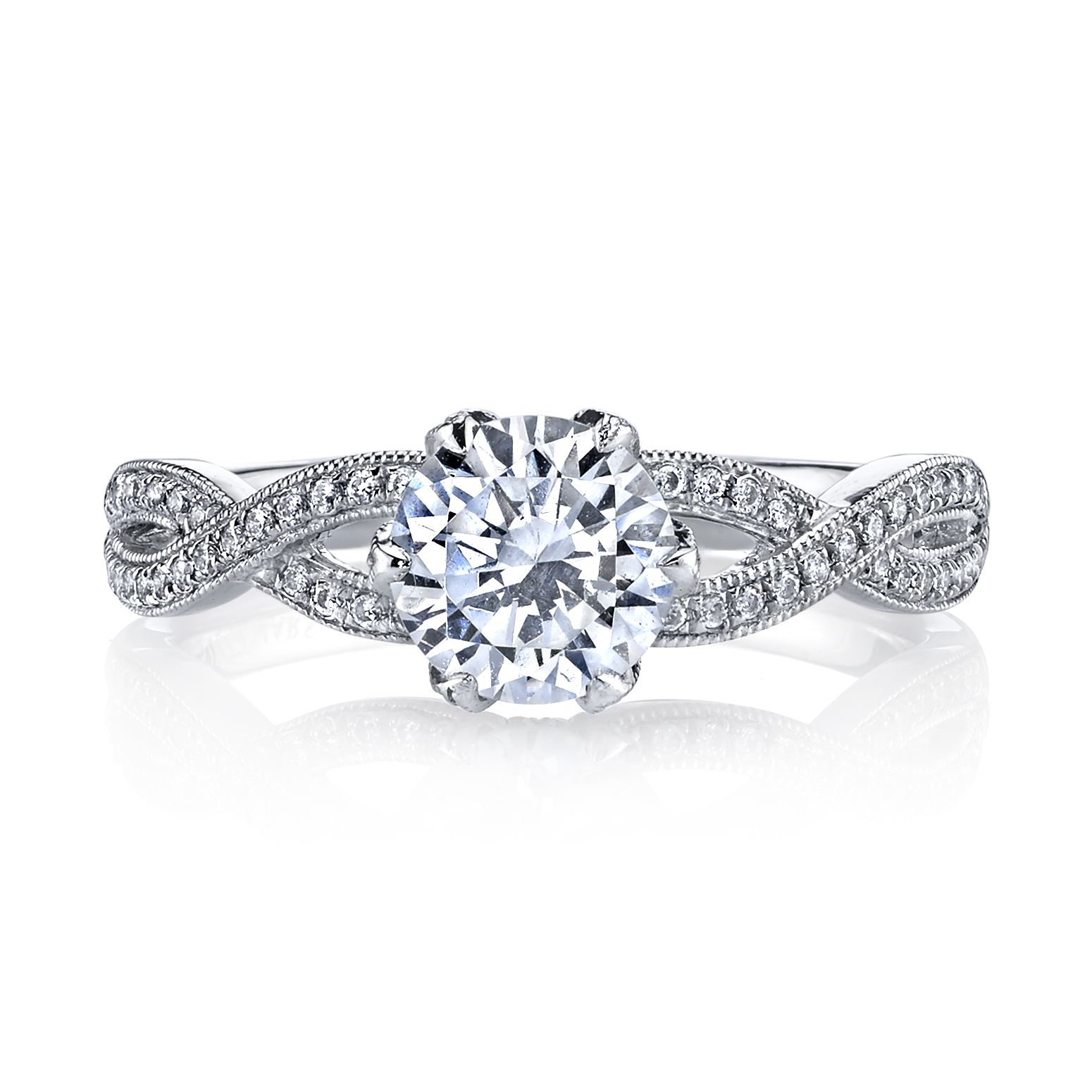 floral motif Halo Engagement Ring