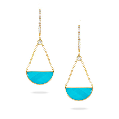 18K Turquoise Gold Earrings