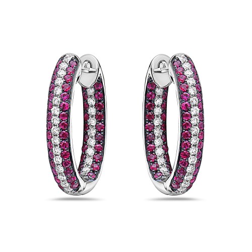 Sapphire Diamond Hoop Earrings
