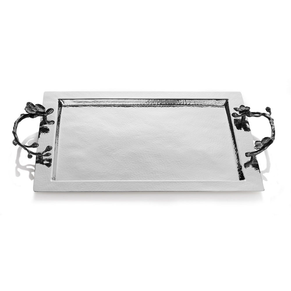 Black Orchid Large Glass Tray