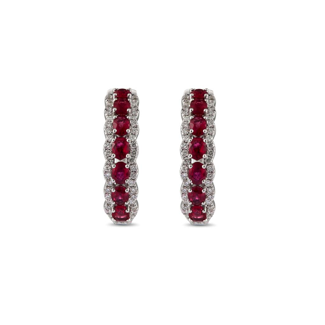 ruby diamond dangle earrings