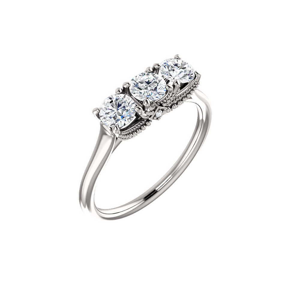 yellow gold Three stone diamond ring