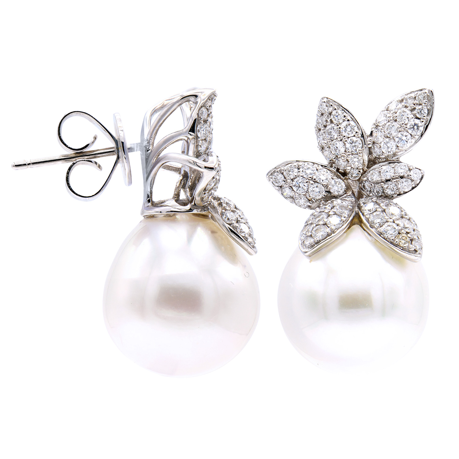18KR Pearl Diamond Earrings