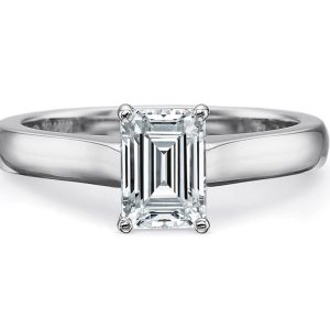 Emerald Solitaire Diamond Engagement Ring