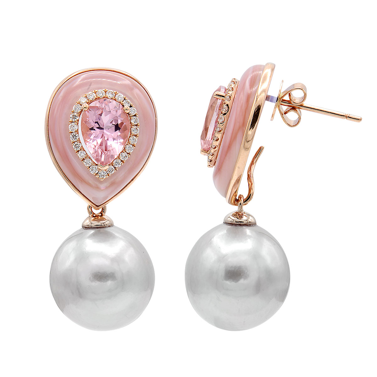 18KR Pearl Diamond Earrings