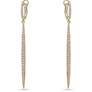 Diamond Leaf Dangle Earrings