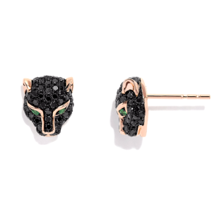 Black Diamond Panther Earrings