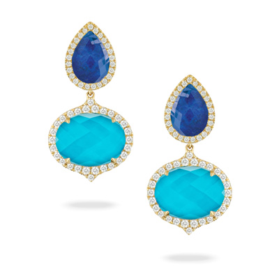 18K Turquoise Lapis Earrings