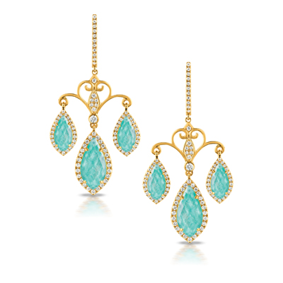 QUARTZ OVER LAPIS Diamond Earrings