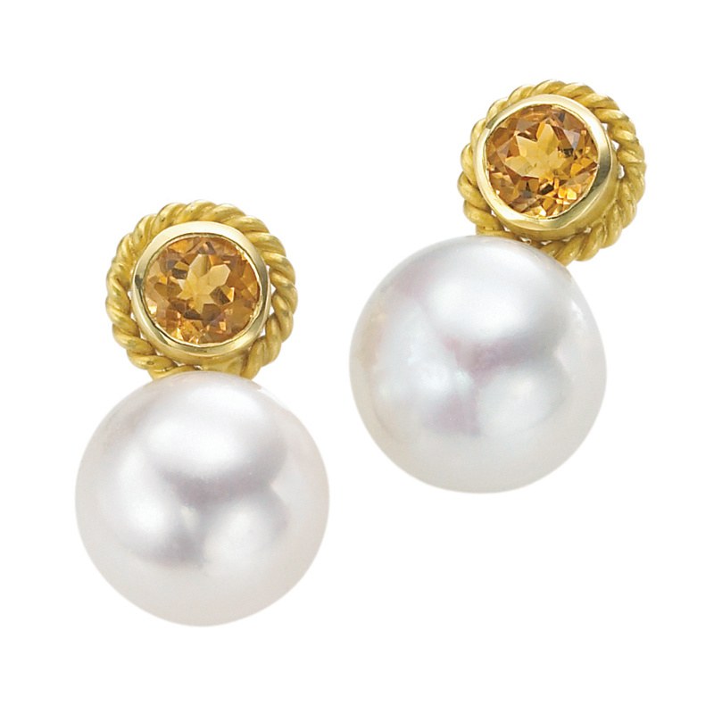 Blue Topaz Pearl Earrings