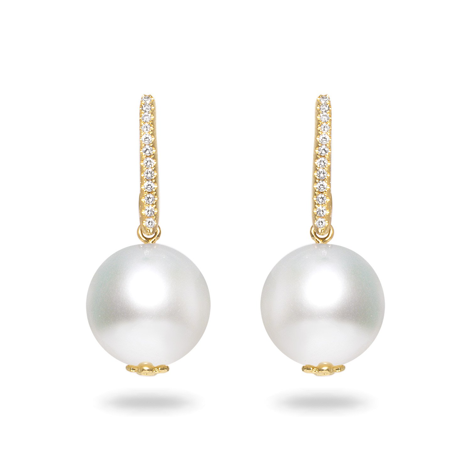 White South Sea Pearl Diamond Earrings