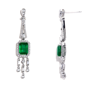 Emerald Diamond Drop Earrings