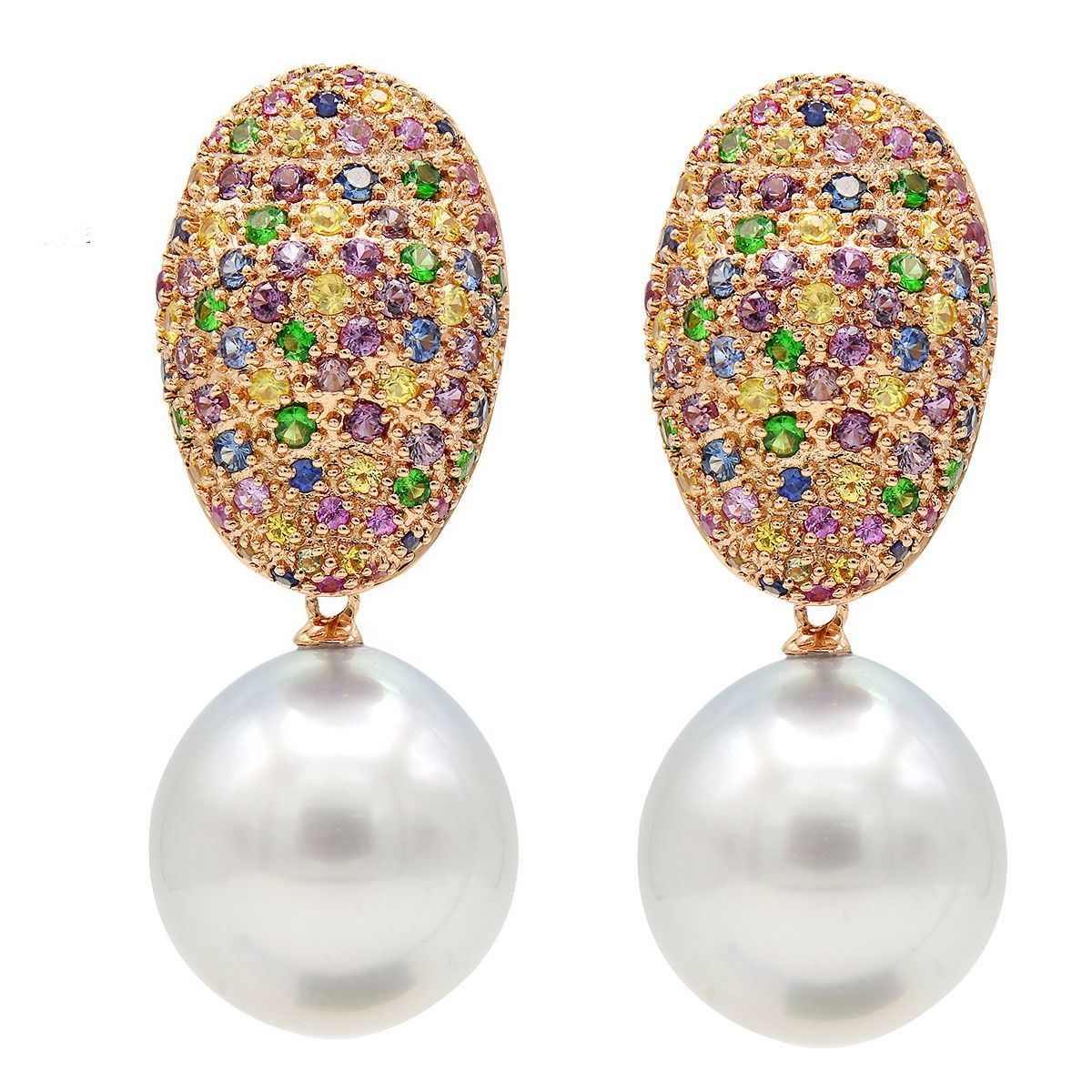 18kt rose gold pearl dangle earrings