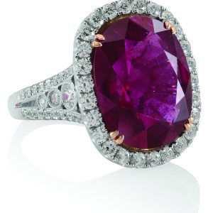 Rubellite Diamond Ring