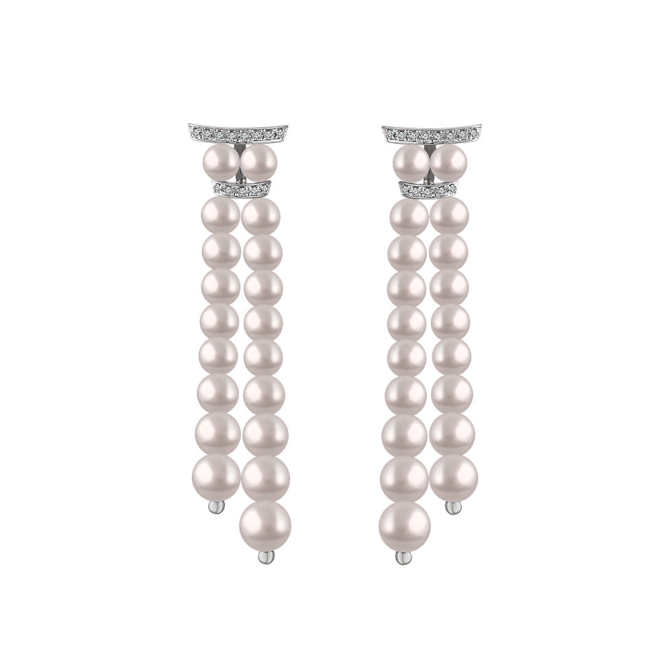 Freshwater pearl diamond accent earrings