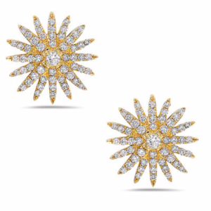 Diamond Rose Gold Flower Earrings