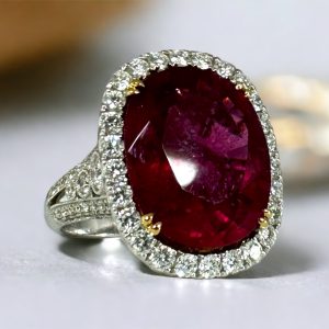 Rubellite Diamond Ring