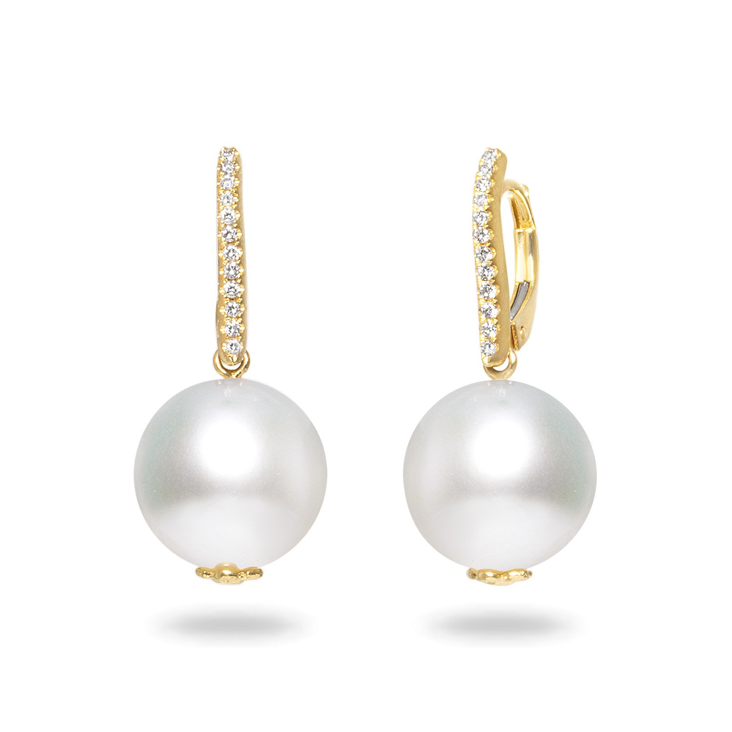White South Sea Pearl Diamond Earrings
