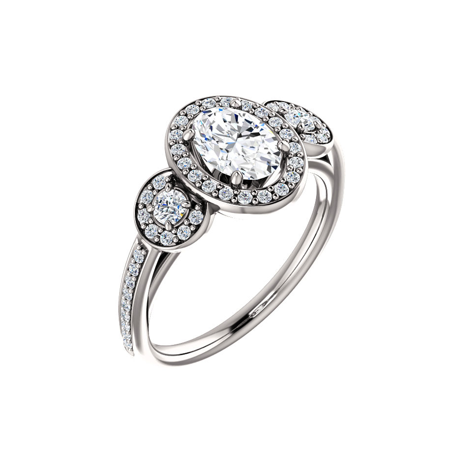 Three Stone Oval Ring Setting