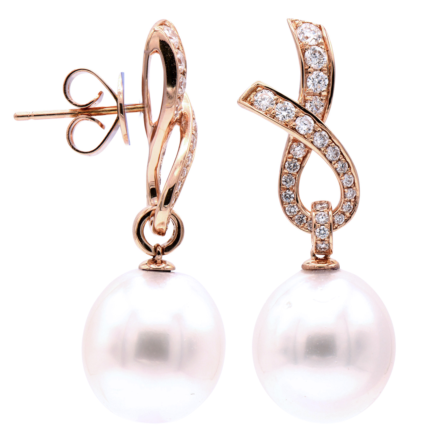 18KR Pearl Diamond Earrings