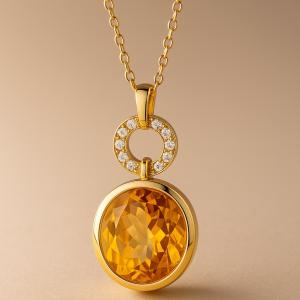 Oval Citrine Diamond Pendant