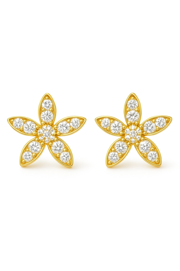 Diamond Flower Stud Earrings