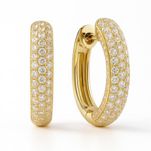 Pave Diamond Hoop Earrings