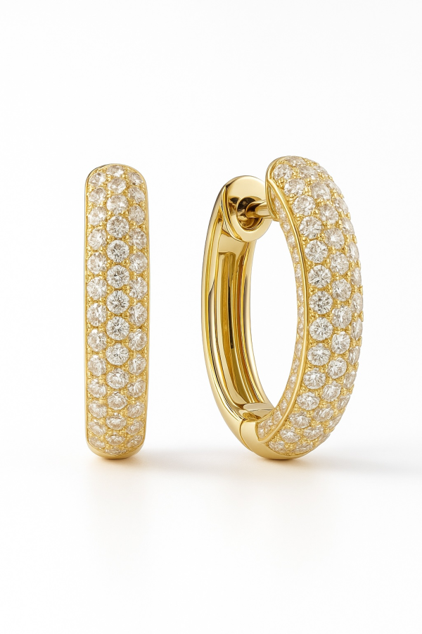 Pave Diamond Hoop Earrings