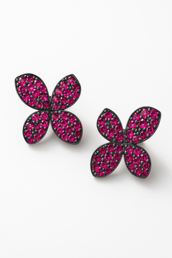 Ruby Flower Earrings