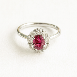 Round Blue Sapphire Diamond Ring