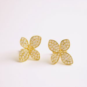 Pave Flower Diamond Earrings