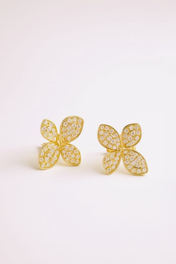 Pave Flower Diamond Earrings