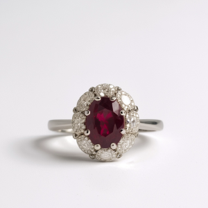 Round Blue Sapphire Diamond Ring