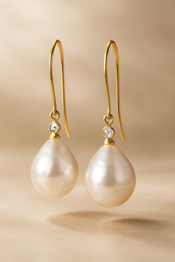 18kt Yellow Gold Pearl Earrings