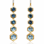 White Gold Sapphire Diamond Hoop Earrings
