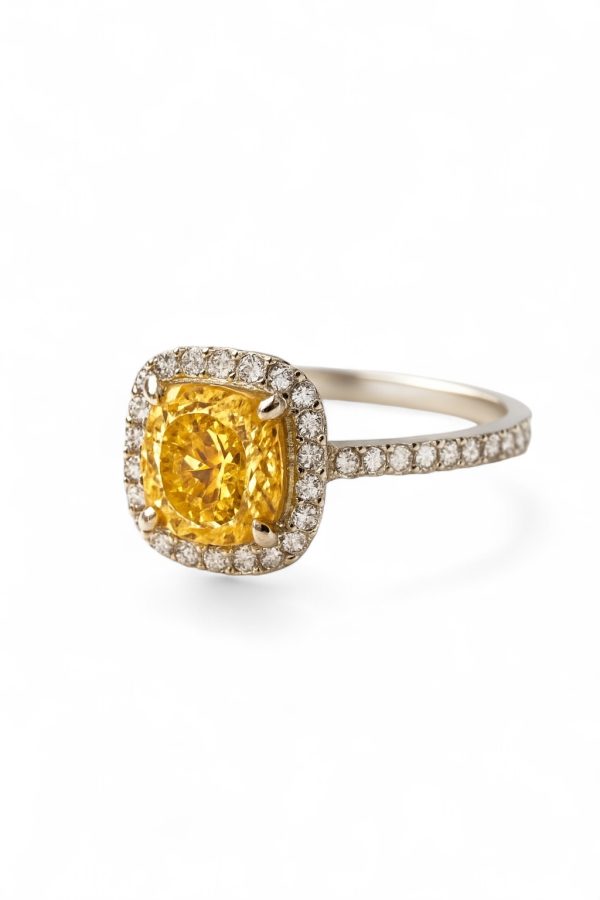 Cushion Yellow Diamond Ring