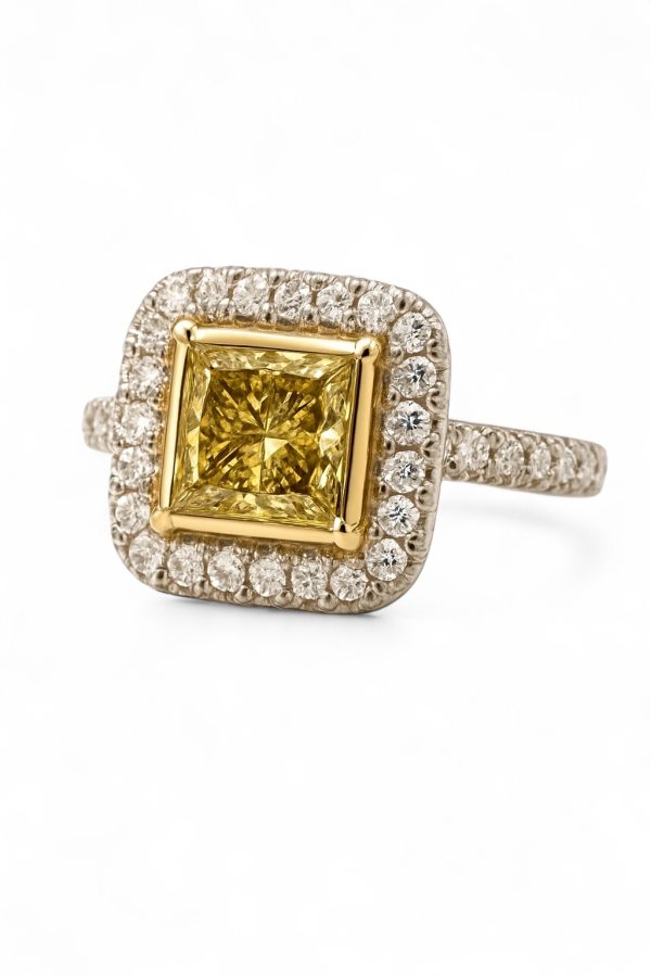 Princess Cut Yellow Diamond Ring