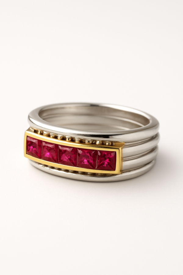Ruby Diamond Flame Ring